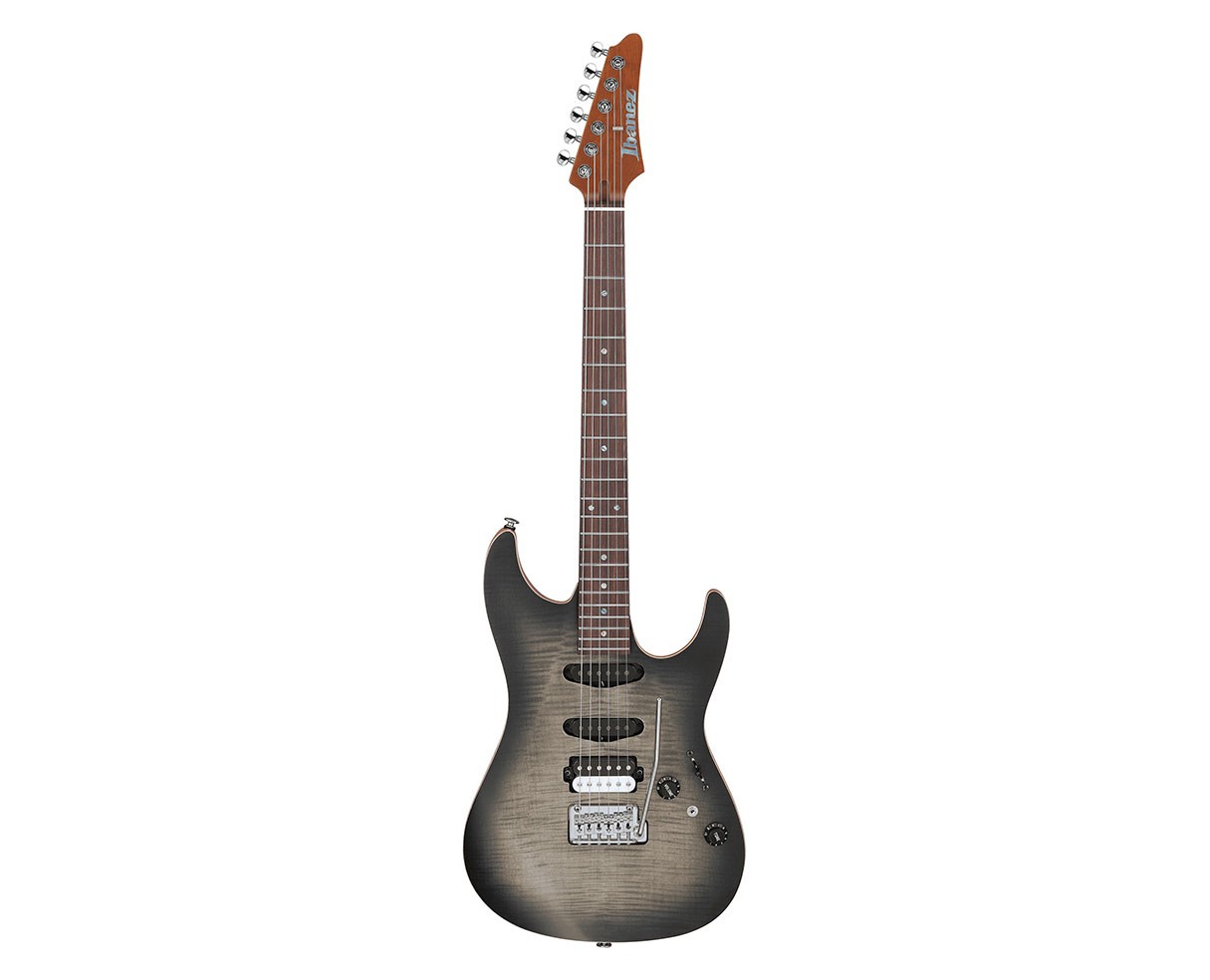 Used Ibanez TQM2CUF Tom Quayle SIgnature Guitar – Charcol Black Burst Flat