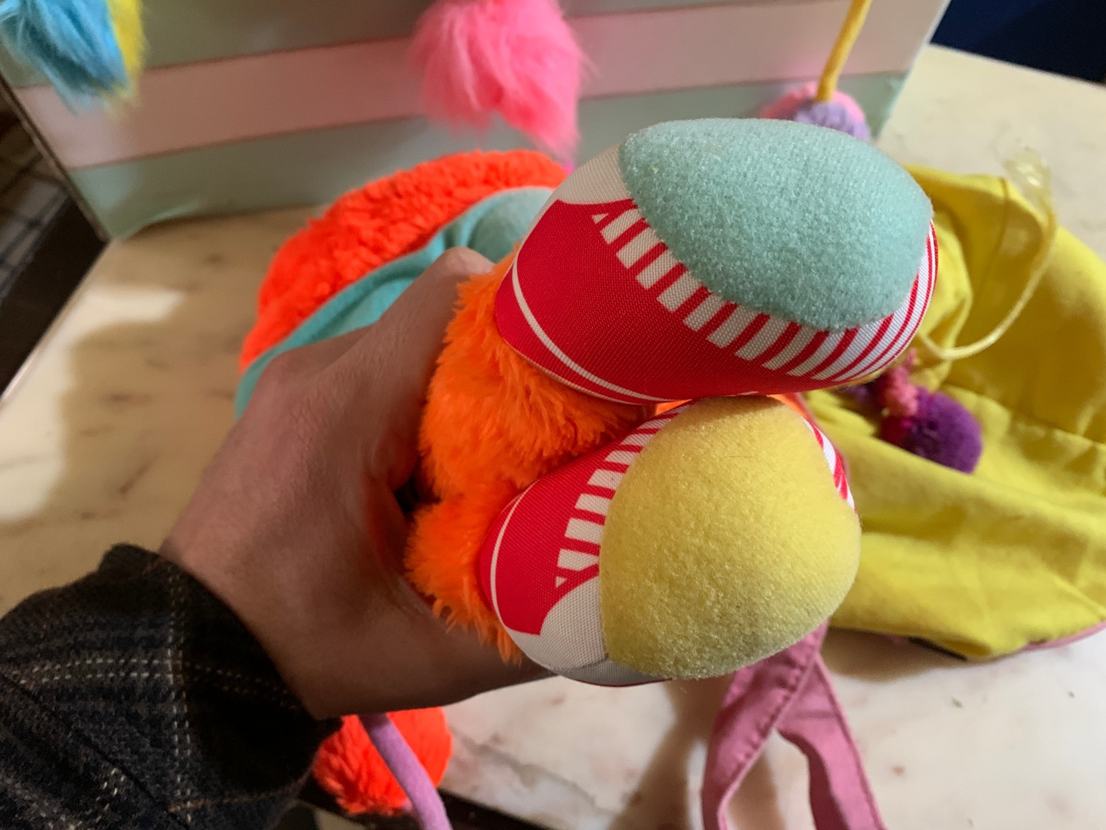 VINTAGE LOT toy DOLL POPPLES BAG MATTEL 1986-87 chips YELLOW BASKET PINK PURPLE