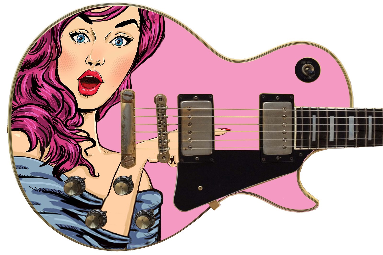 Guitar Wrap Skin Axe Re-Skin Pop Rock Biggest Fan Groupie Girl 1210