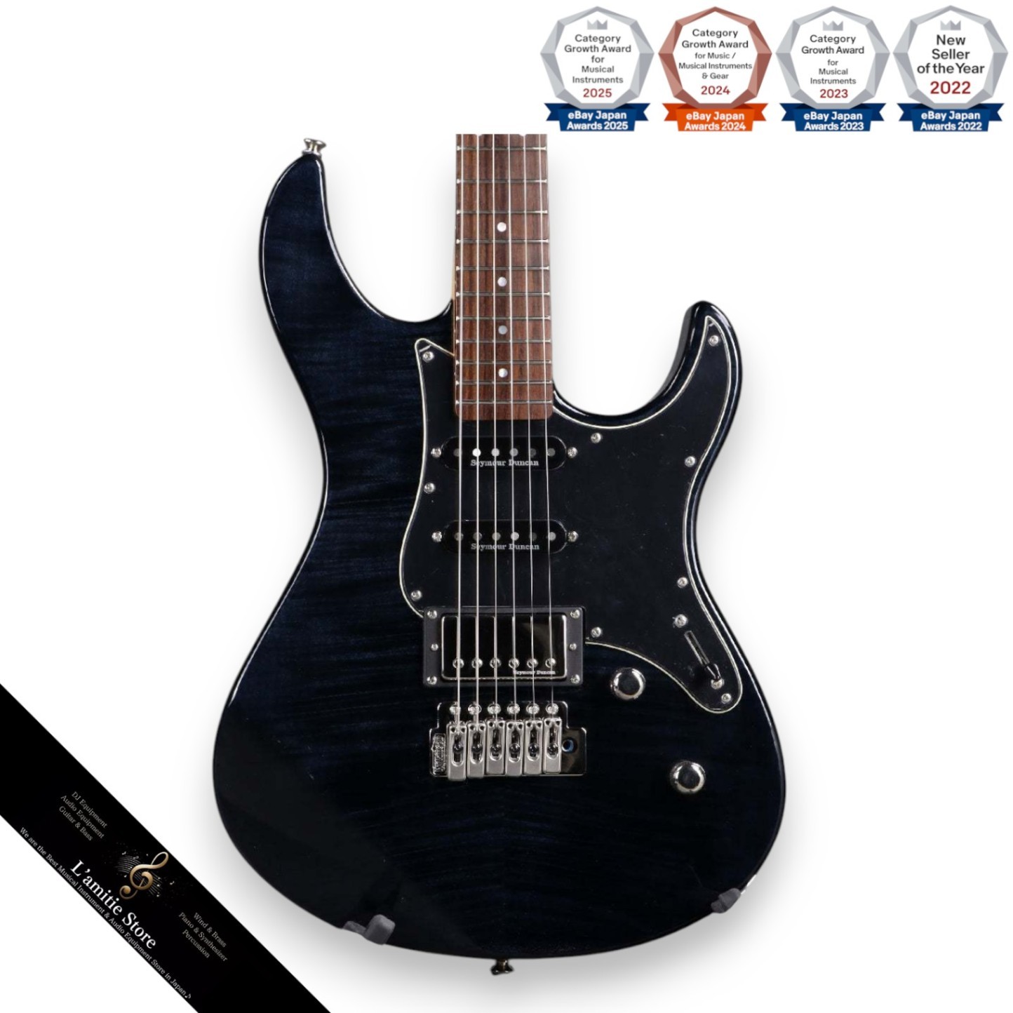 Yamaha Pacifica 612 VII FM Electric Guitar Translucent Black Allder Maple