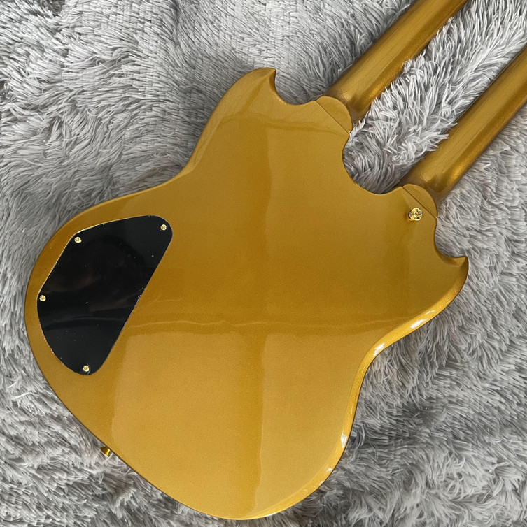 Hot SG Electric Guitar Double Neck Gold 6+12 String HH Pickups Free Shipping