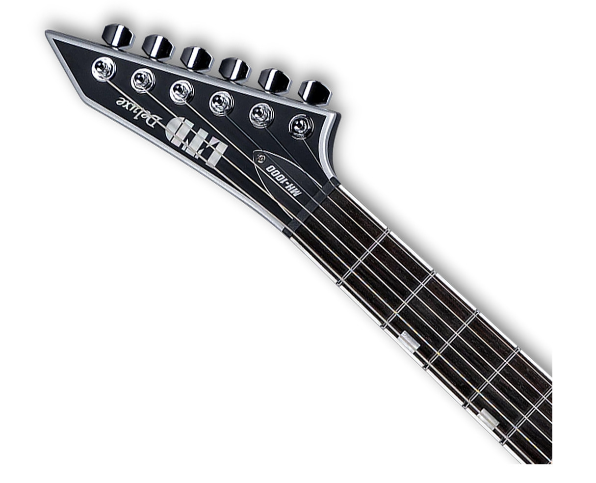 ESP LTD MH-1000NT BB Electric Guitar – Black Satin w/Silver Bold Binding