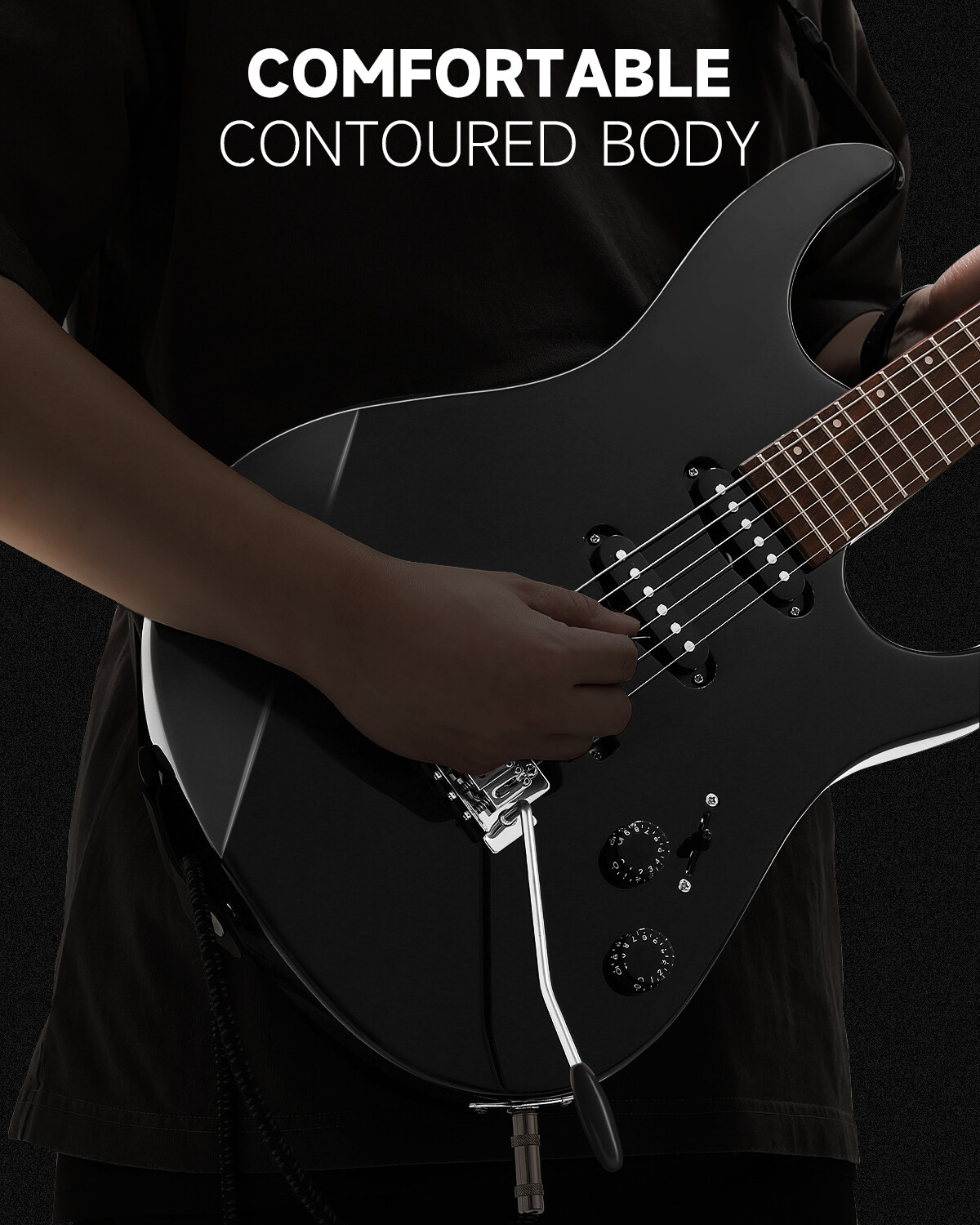 Donner DMT-66 39″ Electric Guitar Purplish Black Solid Body HSS Pickup & Gig Bag