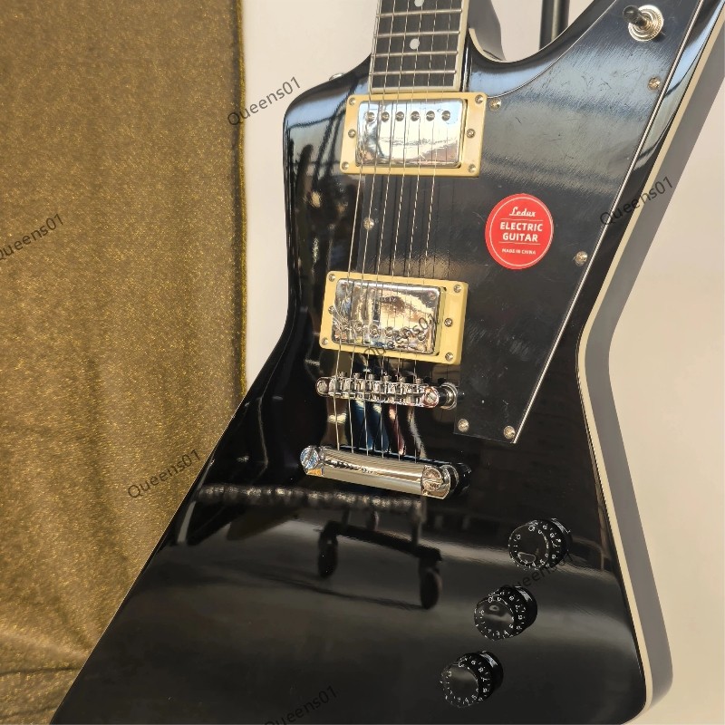 Solid Electric Guitar Stainless Steel Rounded Frets Chrome Hardware Gloss Black