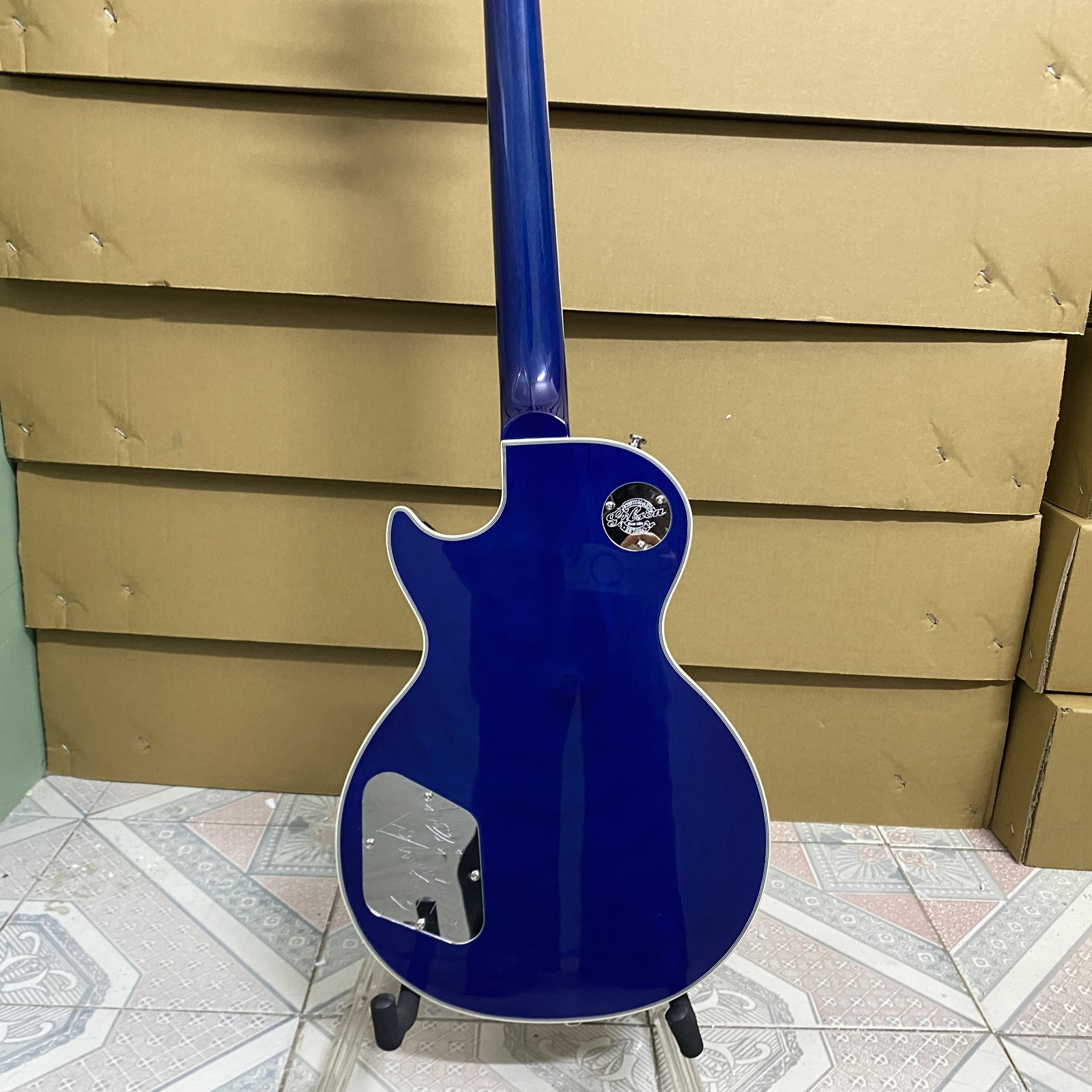 6 String LP Electric Guitar Blue Burst Tiger Flame Maple Top Professional Rock