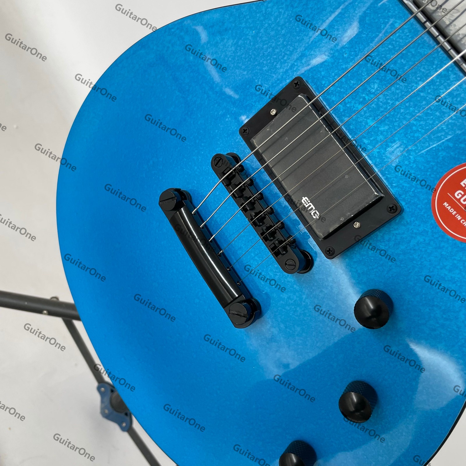Cutaway Solid Electric Guitar H-H Active Black Hardware Blue Pearlescent Paint