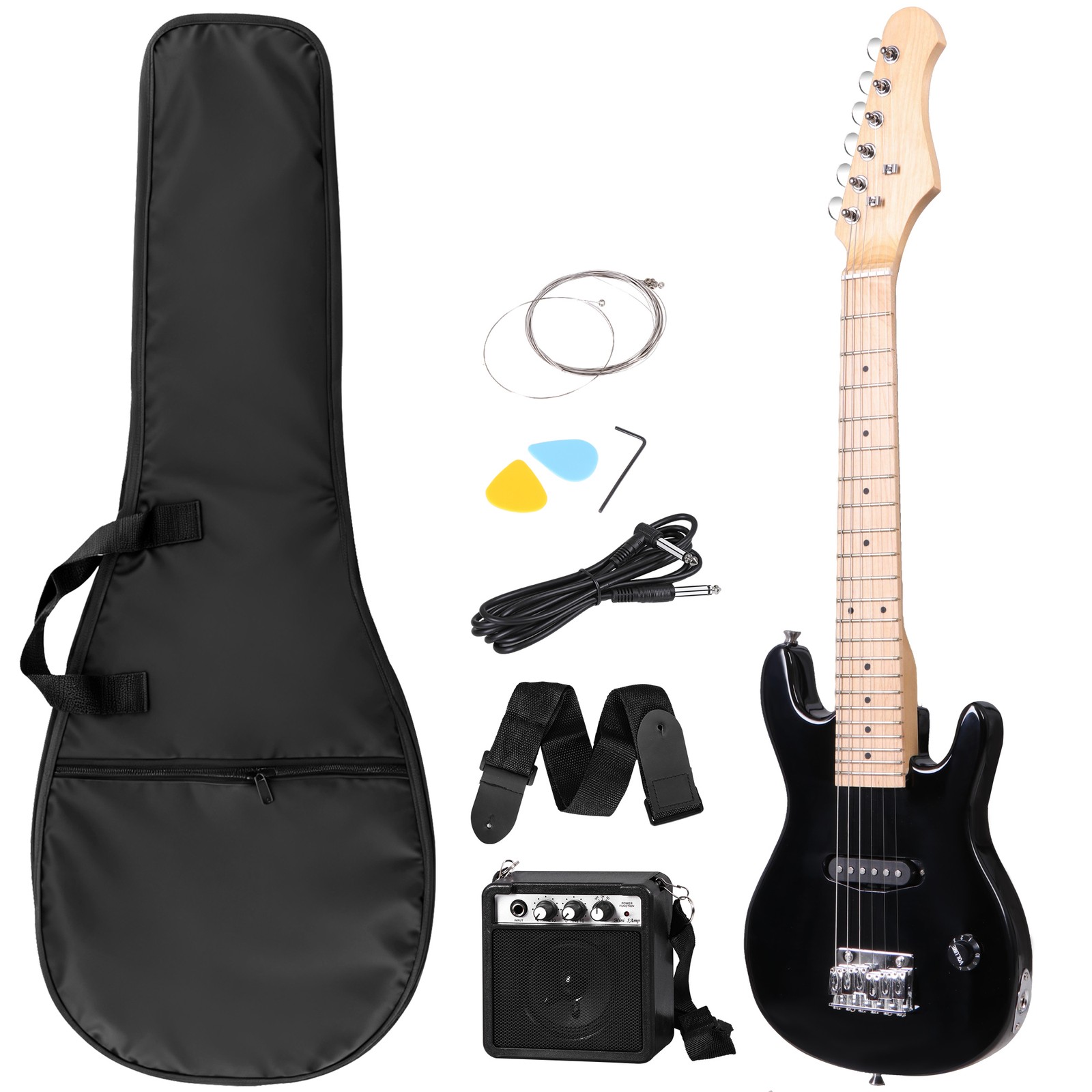 Accessories Pack Black Kids Beginner Guitar With Amp Case 30″ Electric Guitar