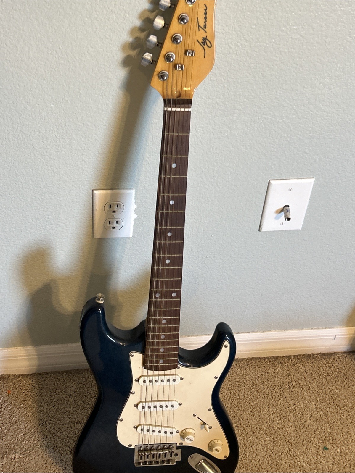 Jay Turser Electric Guitar Blue Strat Style Six String Instrument