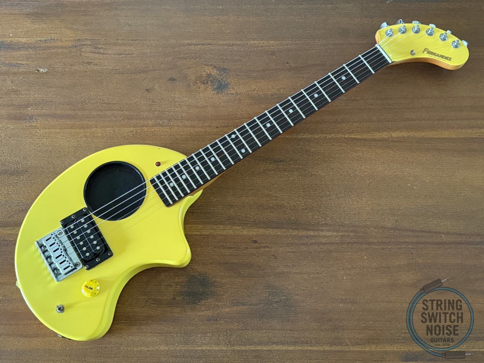 Fernandes ZO-3, Graffiti Yellow, 2000s Nomad Travel Guitar, w/Onboard Speaker