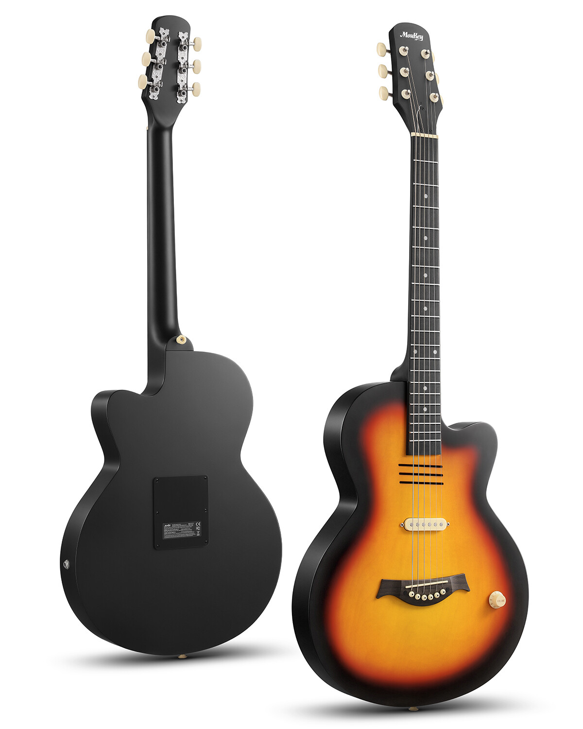 Moukey BCC-100 Acoustic Electric Guitar + Gig Bag S Pickup Volume Knob Sunburst