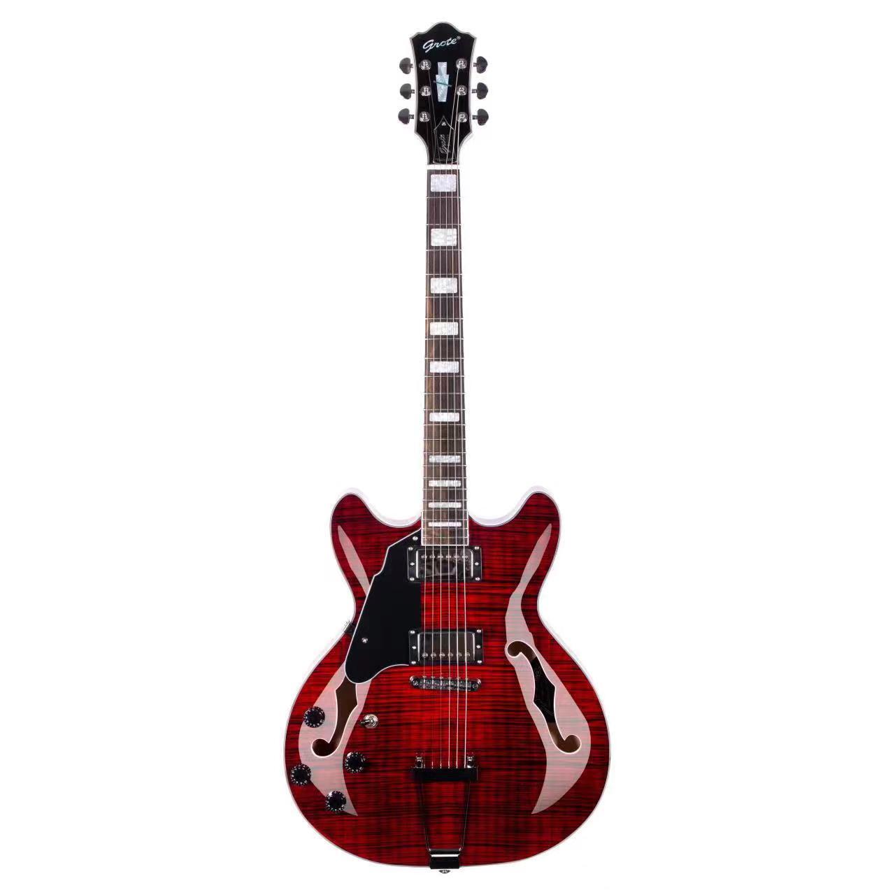 GROTE Jazz Left-Handed Electric Guitar Semi-Hollow Body Trapeze 4