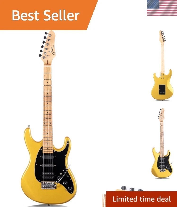 Modern Electric Guitar for Beginners – Smooth Maple Neck & Solar Flare Design