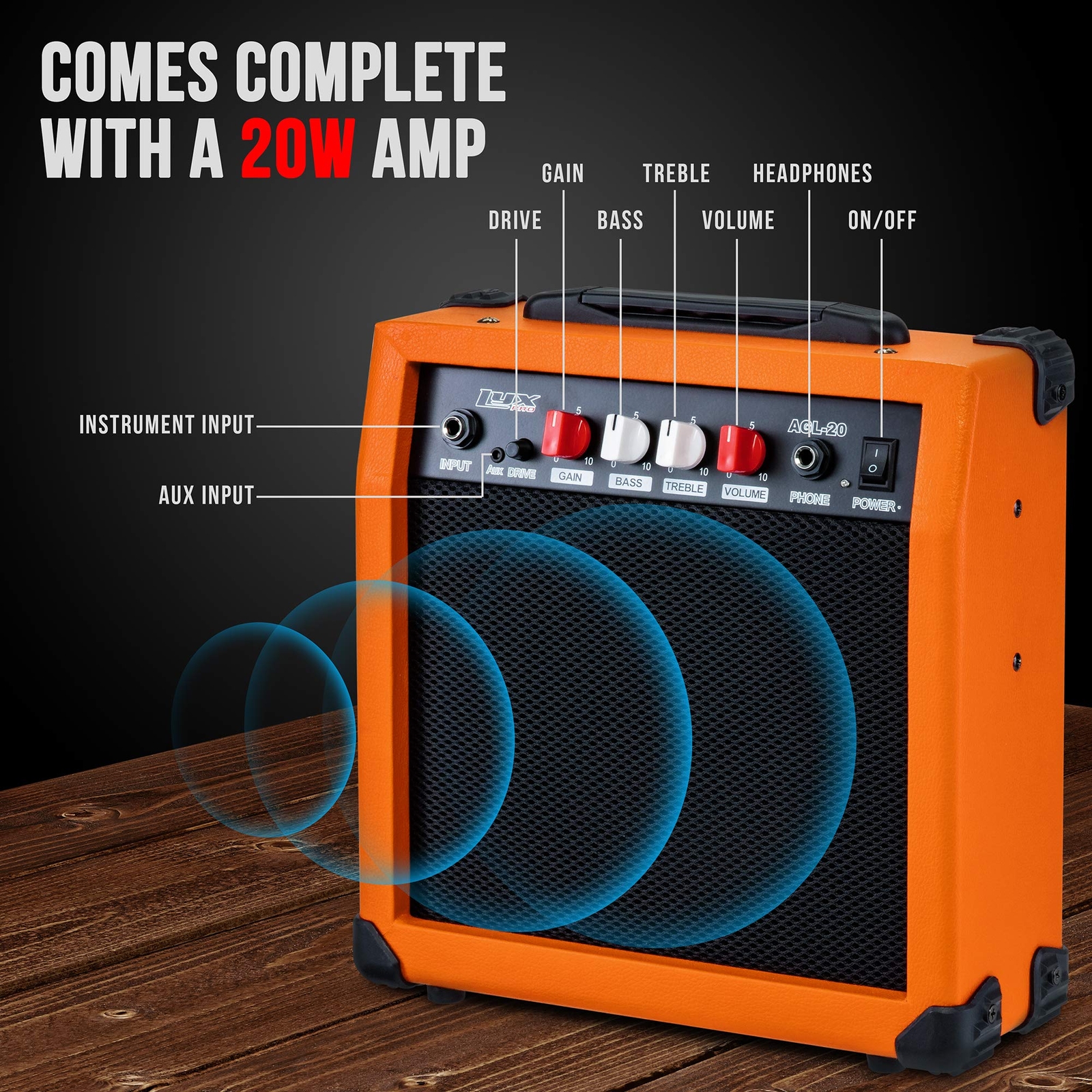 LyxPro Beginner 39” Electric Guitar & Electric Guitar Accessories, Sunburst