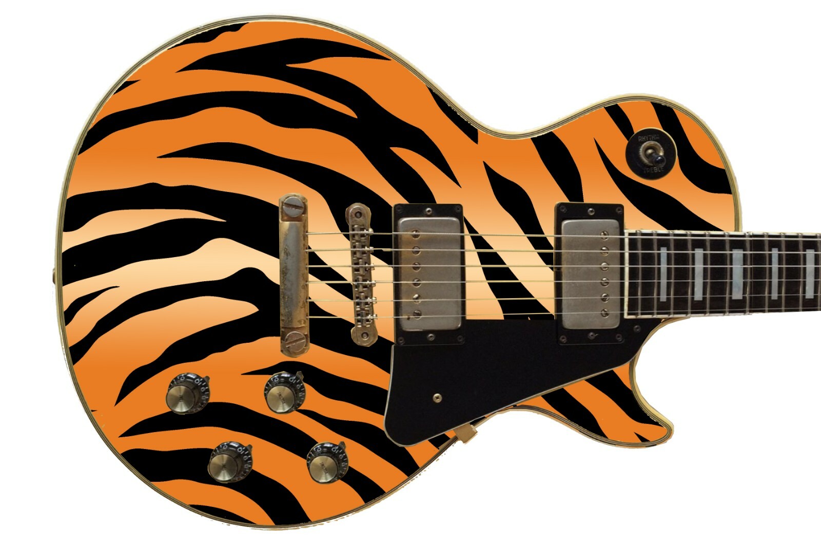 Guitar Skin Axe Wrap Re-skin Bass Reface Tiger Stripes Black Orange Theme G