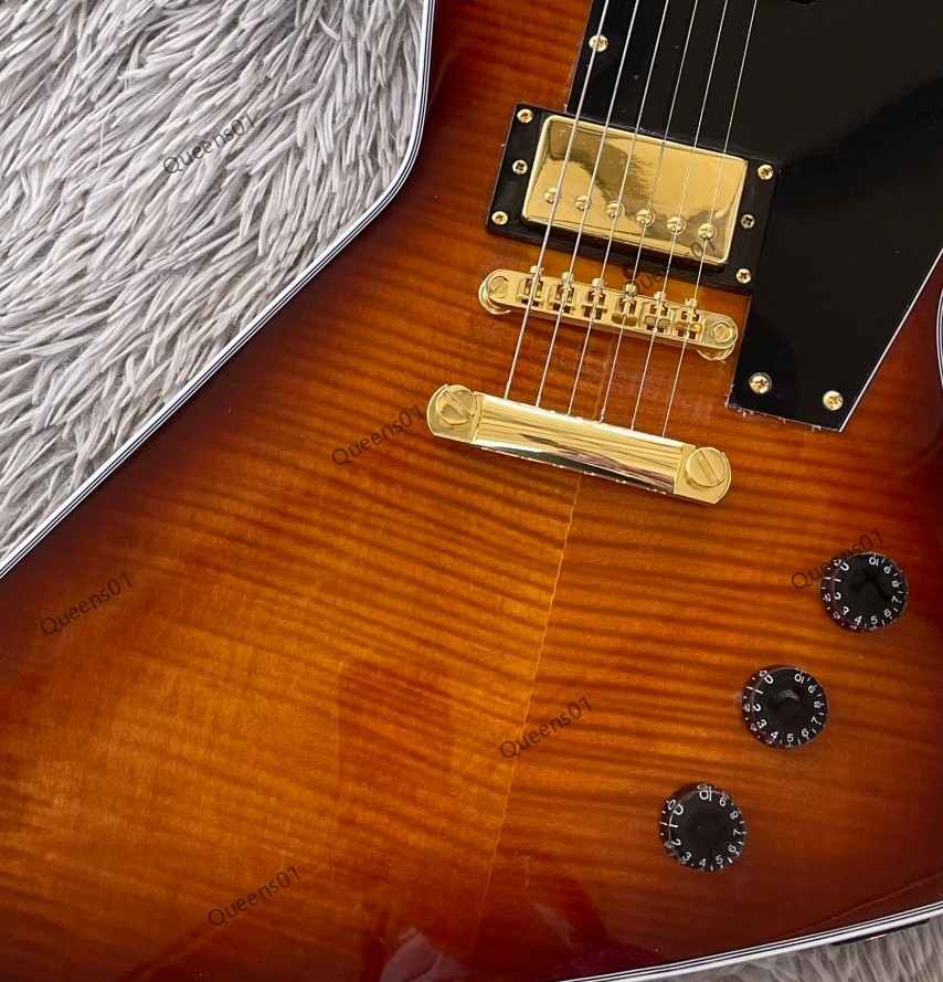 Factory Vintage Sunburst Electric Guitar Flamed Top Mahogany Body Gold Hardware