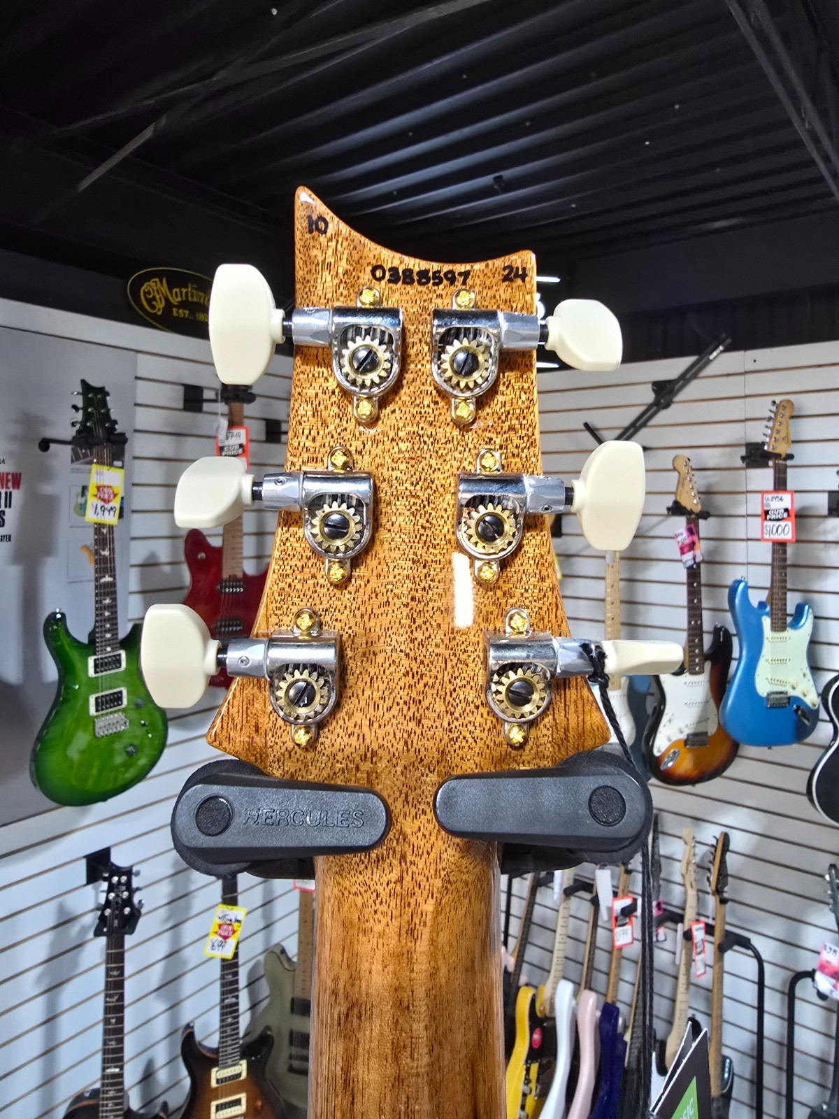 PRS Wood library, 10-Top, Custom 24 Left Handed- Copperhead w/OHSC & PLEK*D #597