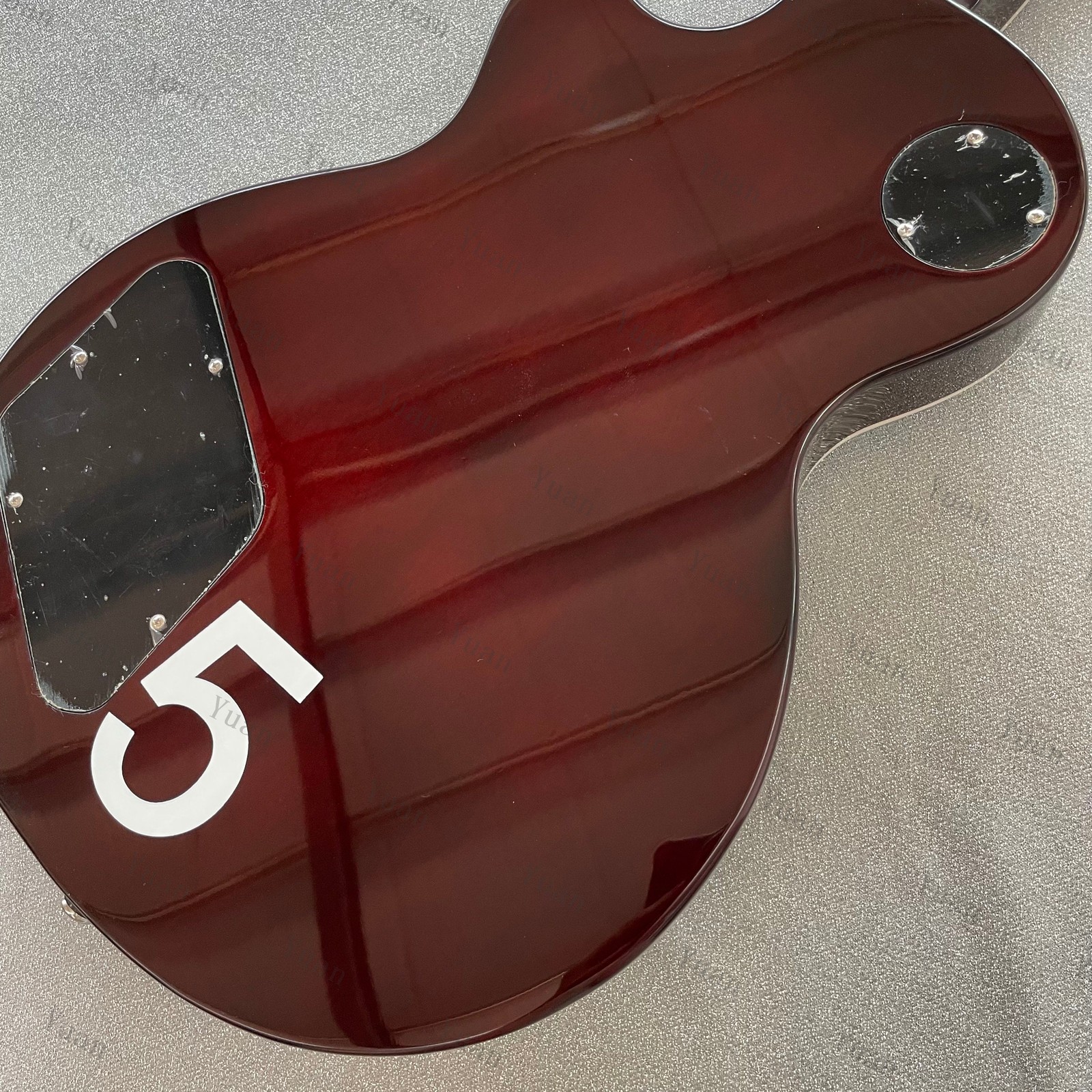 High-end Wine Red Single Cut Electric Guitar 5 Graphic HHH Pickups Bone Nut