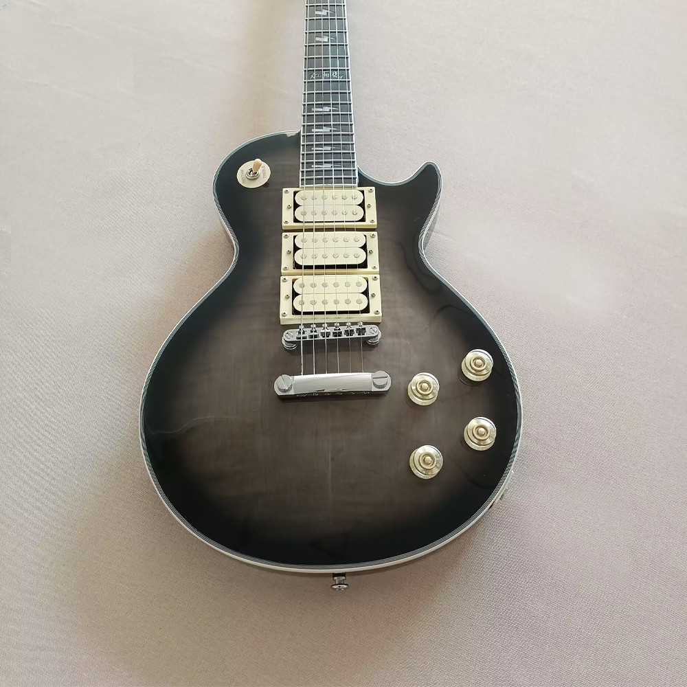 Six 6 String Electric Guitar Mahogany Body Humbucker Pickup in Black Set In Neck