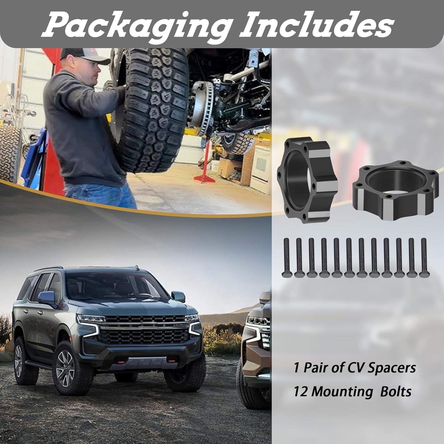 CV Spacers with Hardware Compatible with 99-16 Chevrolet GMC 1500 Pickups,00-…