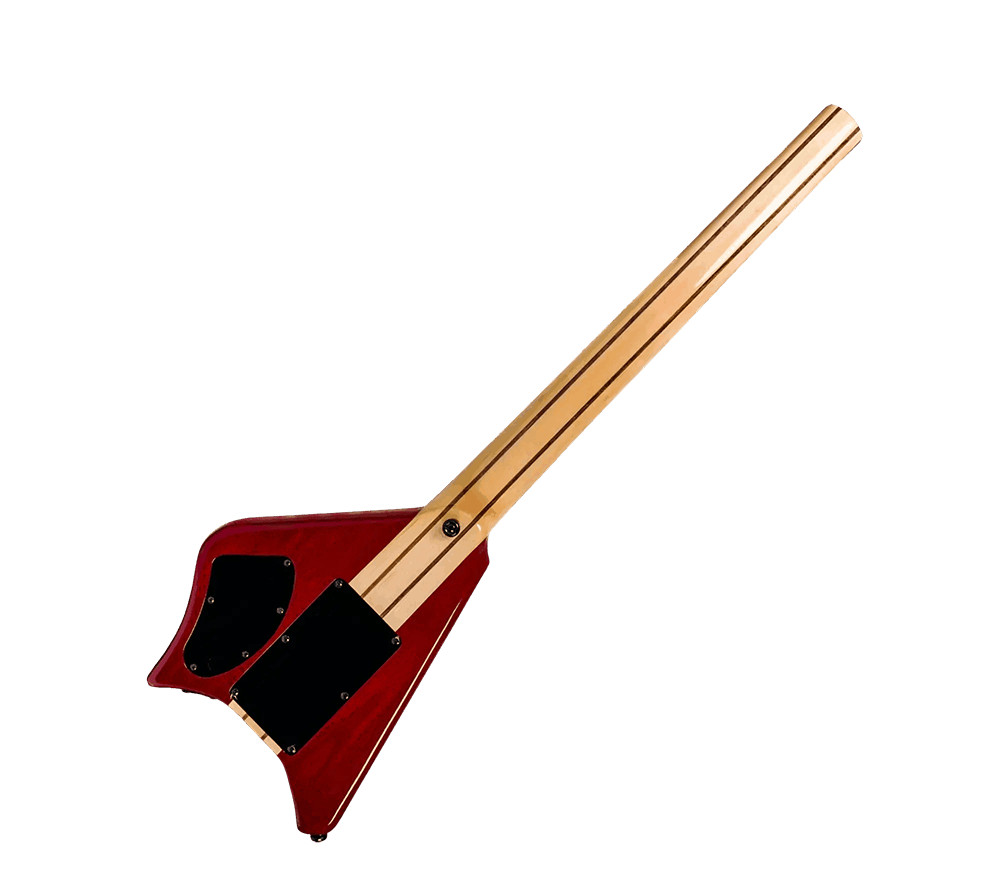Bootlegger Guitar Spade 25.5″ Headless Guitar Red – HSH, Floating Tremolo + Case