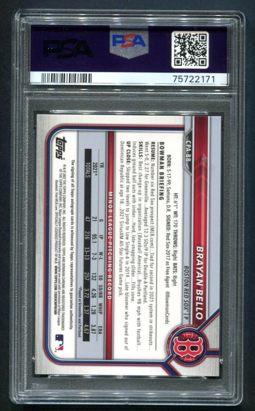 2022 Bowman Chrome Brayan Bello 1ST Orange Refractor 25/25 PSA 10 GEM MINT 💎