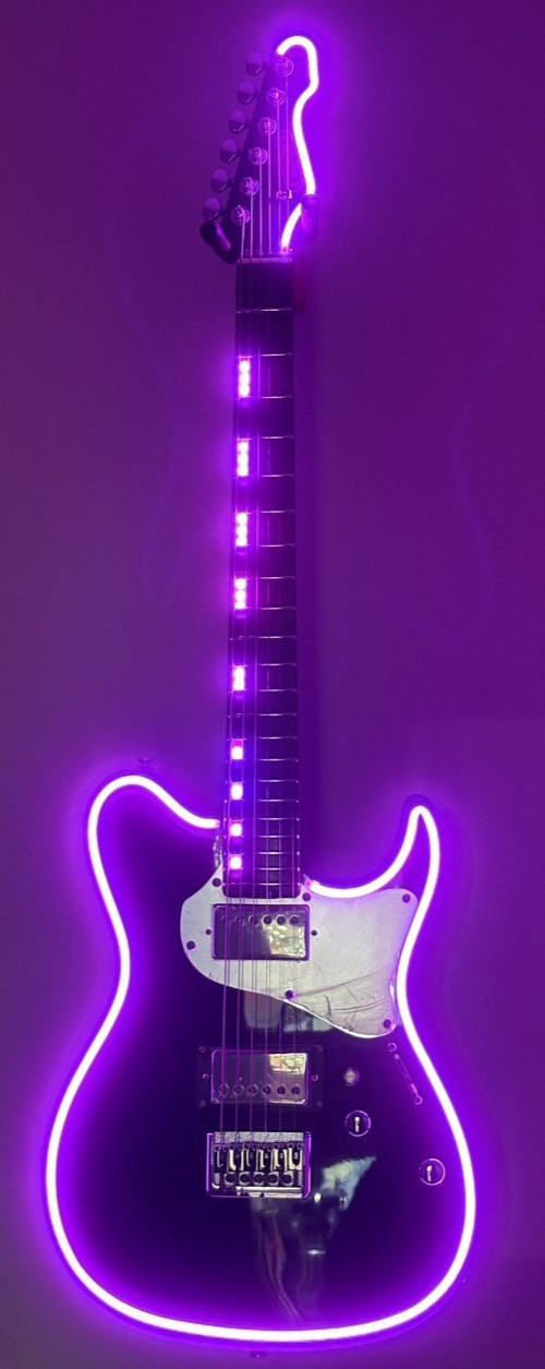 GrassRoots G-THROBBER-Neon Black Pink Neon Electric Guitar From Japan