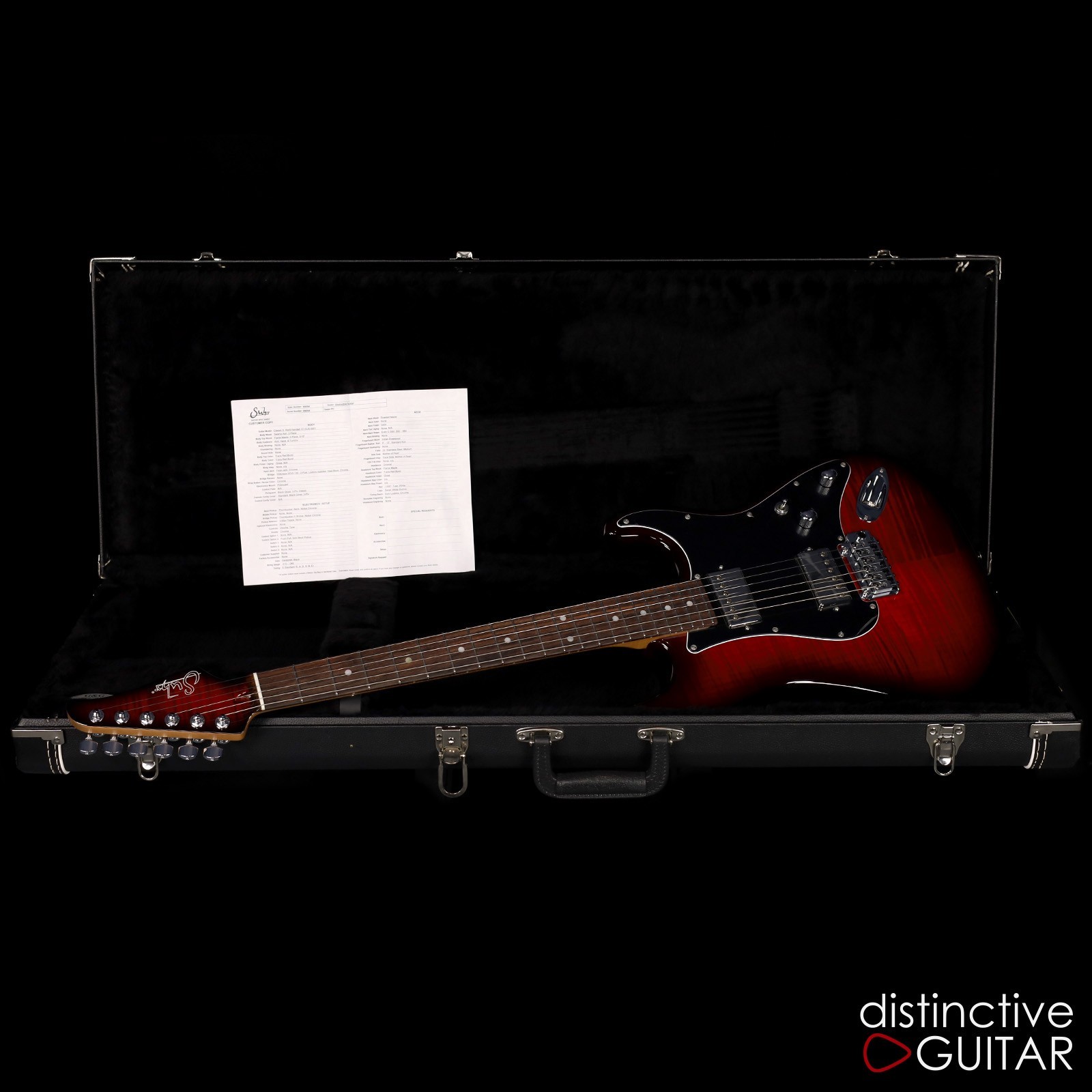 SUHR CLASSIC S CUSTOM – TRANS RED BURST FLAME TOP W/ THORNBUCKERS