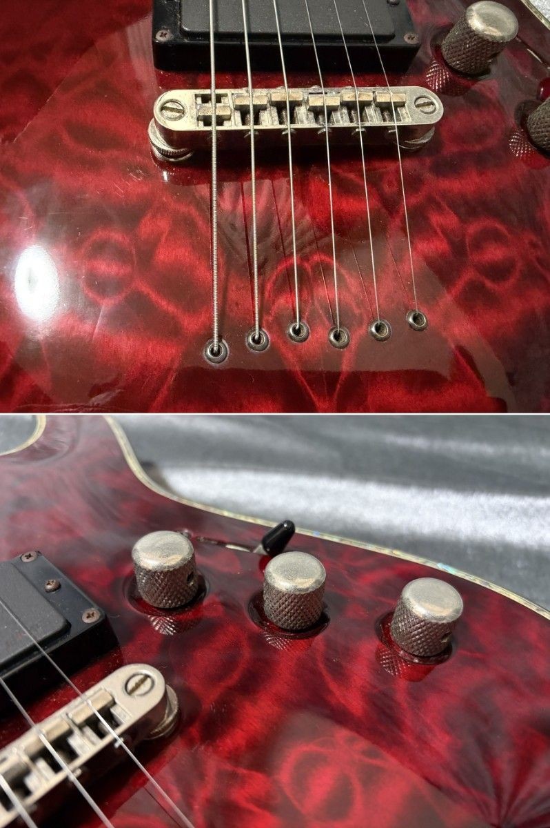 Schecter AD-C-1-HR Red Quilt Maple Coil Tap EMG Pickup Musical Guitar