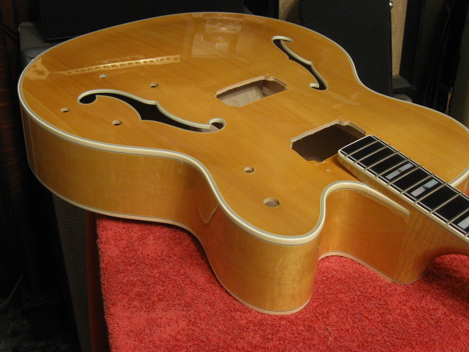 Vintage 1986 Guild X-500 Stuart Flame Maple Blond Guitar Body Neck w/ Case