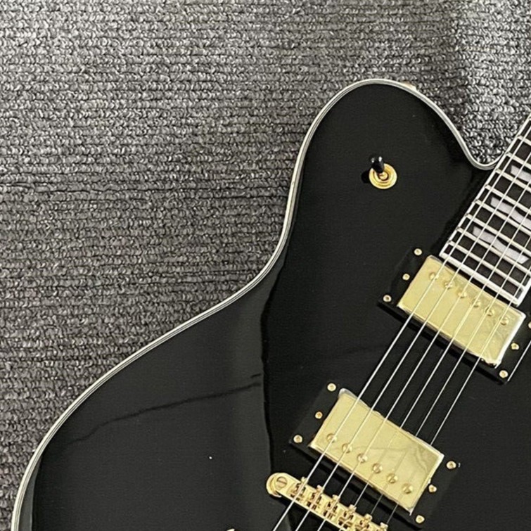 Custom Black TL Electric Guitar with Gold Hardware & Mahogany Body, HH Pickups