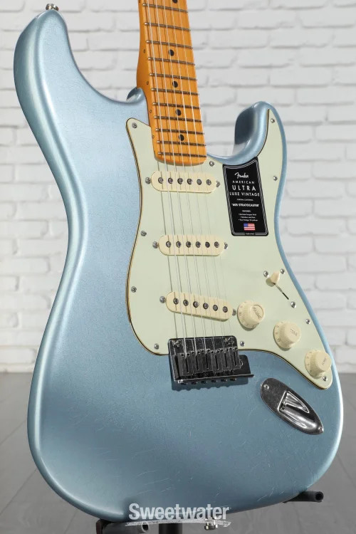 Fender American Ultra Luxe Vintage ’60s Stratocaster Electric Guitar – Ice Blue