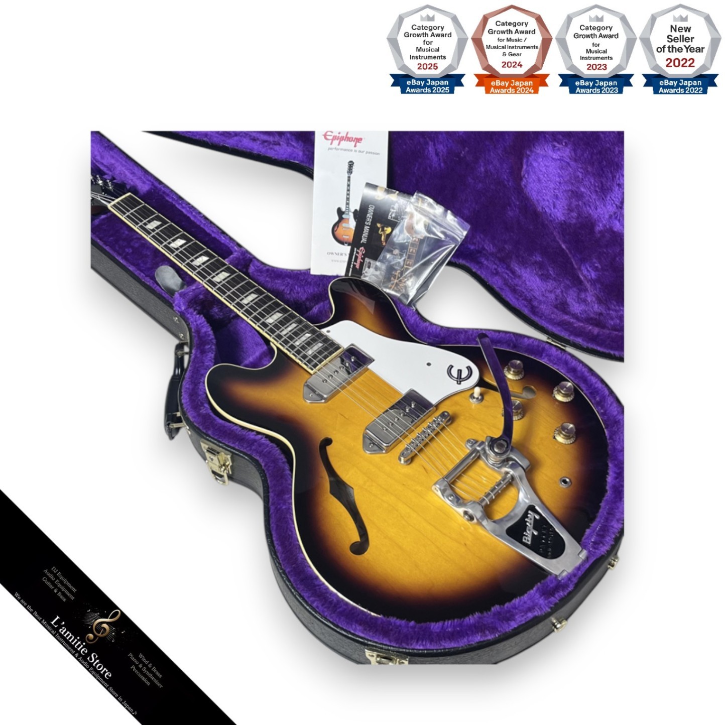 Epiphone Japan Elitist 1965 Casino Electric Guitar Vintage Sunburst