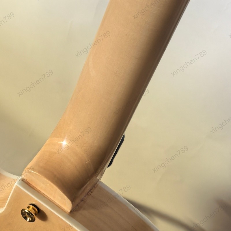 Natural Spruce Top Hollow Body Electric Guitar Bone Nut Rounded Fret Edge Stock