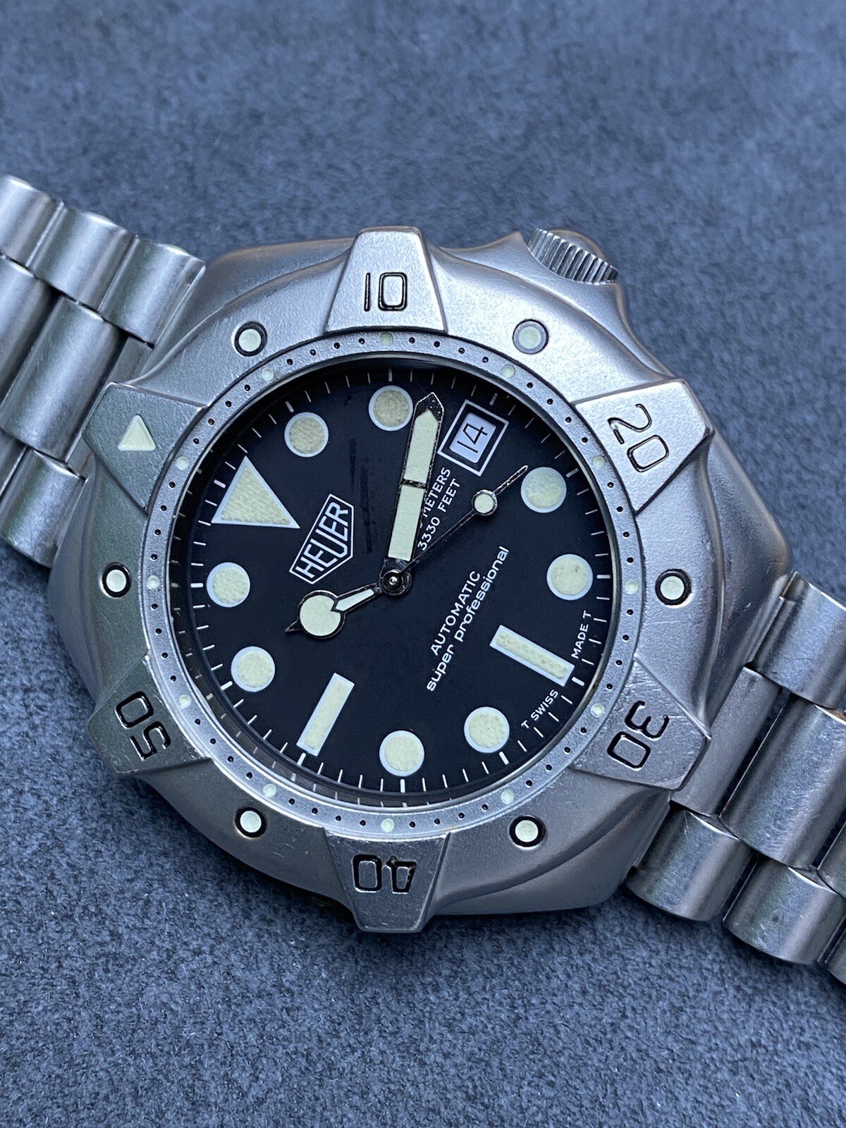 👍 Pre TAG HEUER 840.006 Super Pro Auto Black 844 Submarine Dive Watch