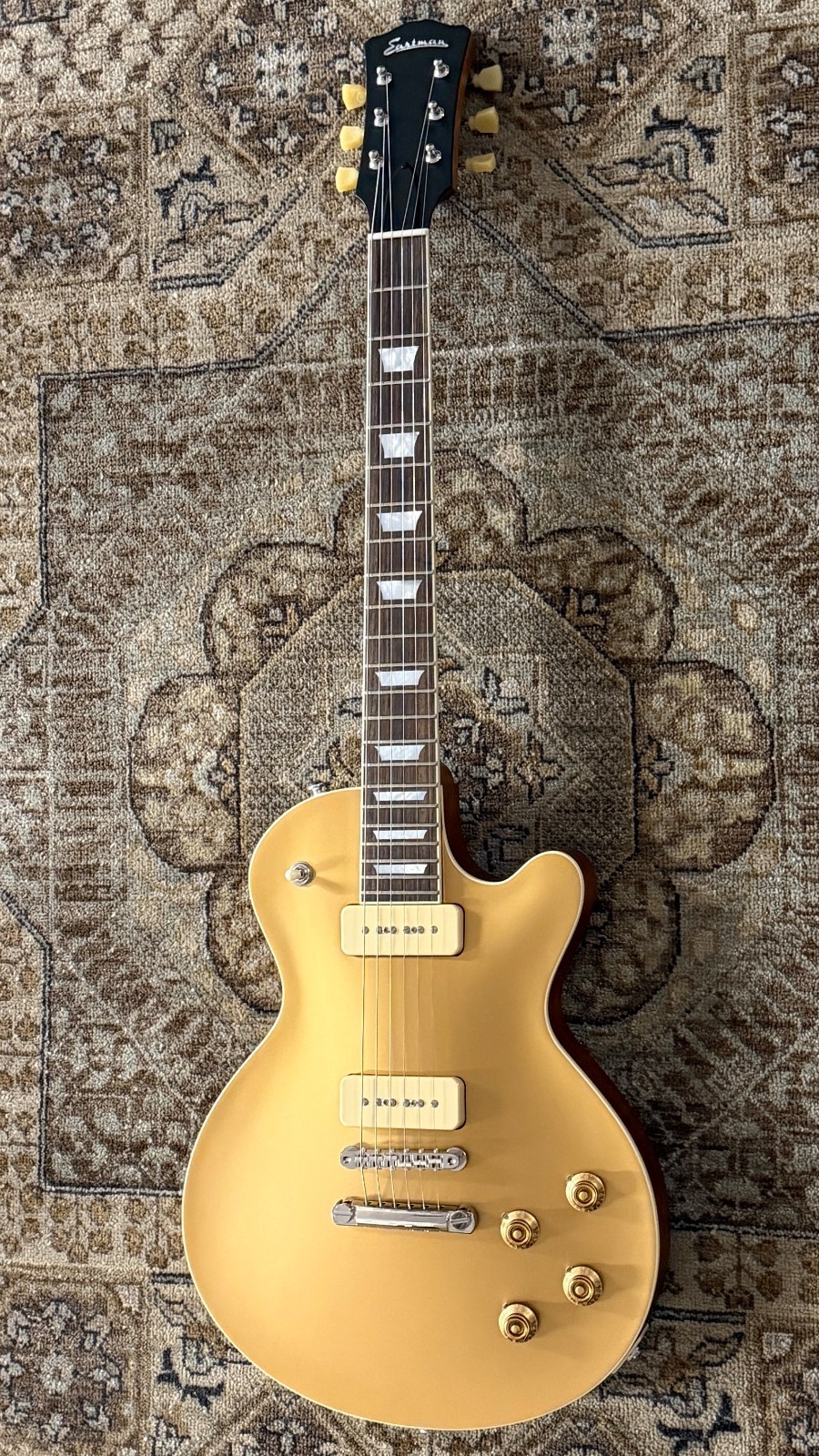 Eastman SB56/S-GD Solid Body Electric in Truetone Satin Gold w/Hard Case & Setup