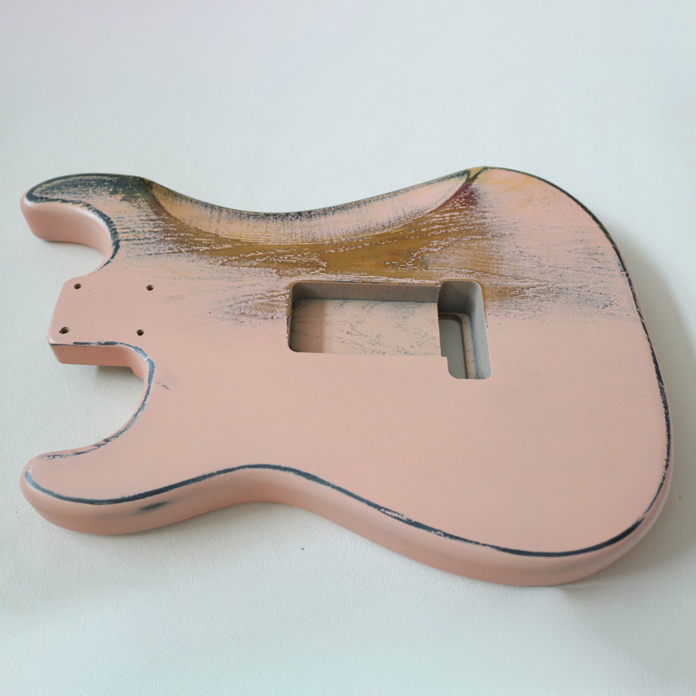 Heavy Relic Electric Guitar Kit Unfinished Elm Body 57MM Pocket In Pink