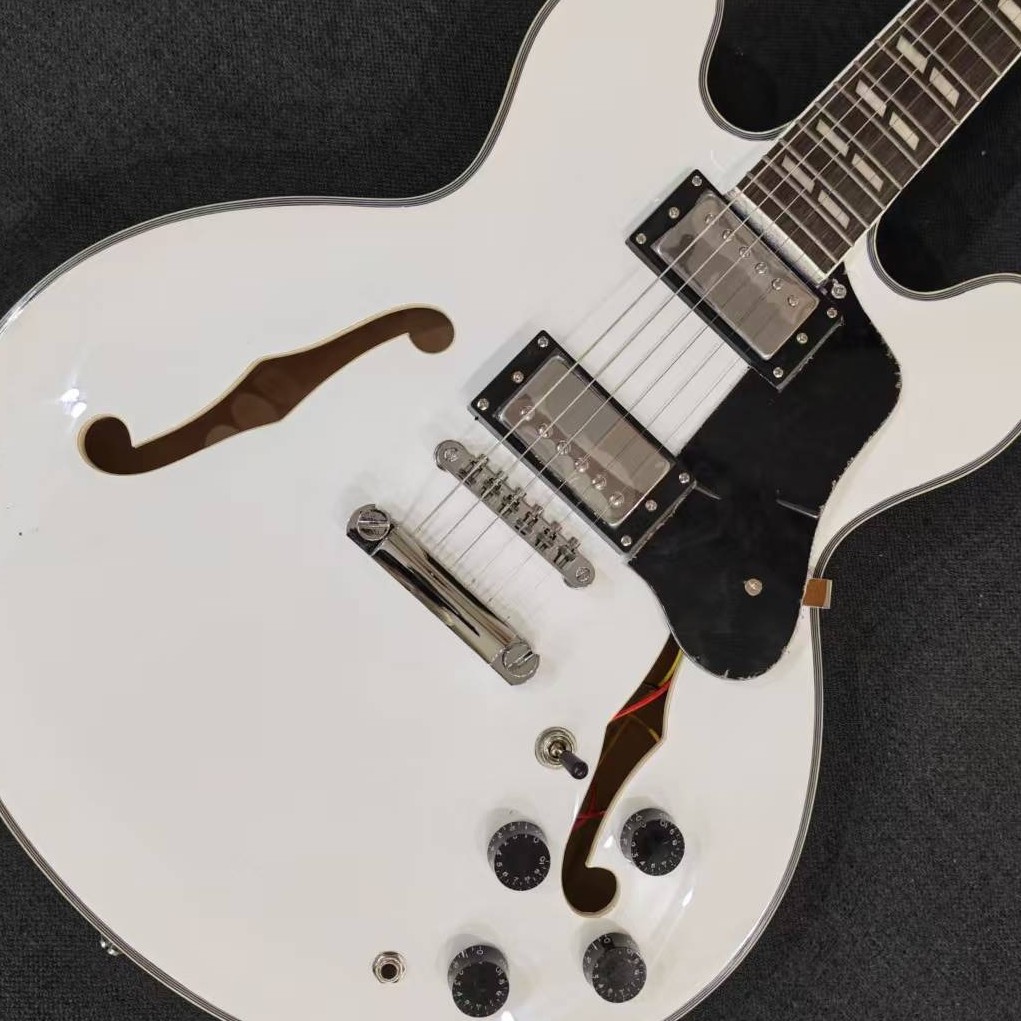 335-style Semi-hollow Alpine White Jazz Electric Guitar Chrome Hardware Ship US