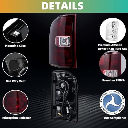 Tail Lights compatible with 2007-2014 Chevy Silverado 1500 Dark Red With Bulbs