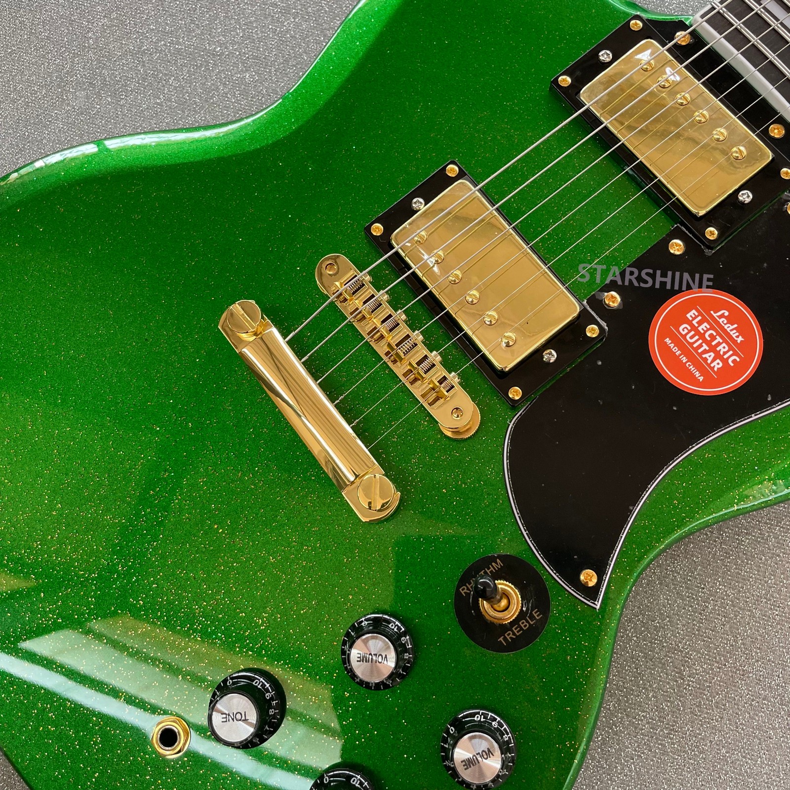 Metallic Green Solid Body Electric Guitar Bone Nut Rounded fret Edge fats ship