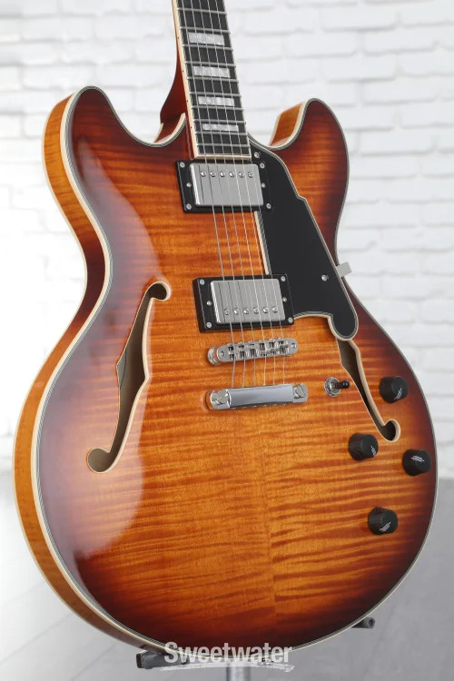 D’Angelico Premier DC Electric Guitar – Dark Iced Tea Burst with Stopbar