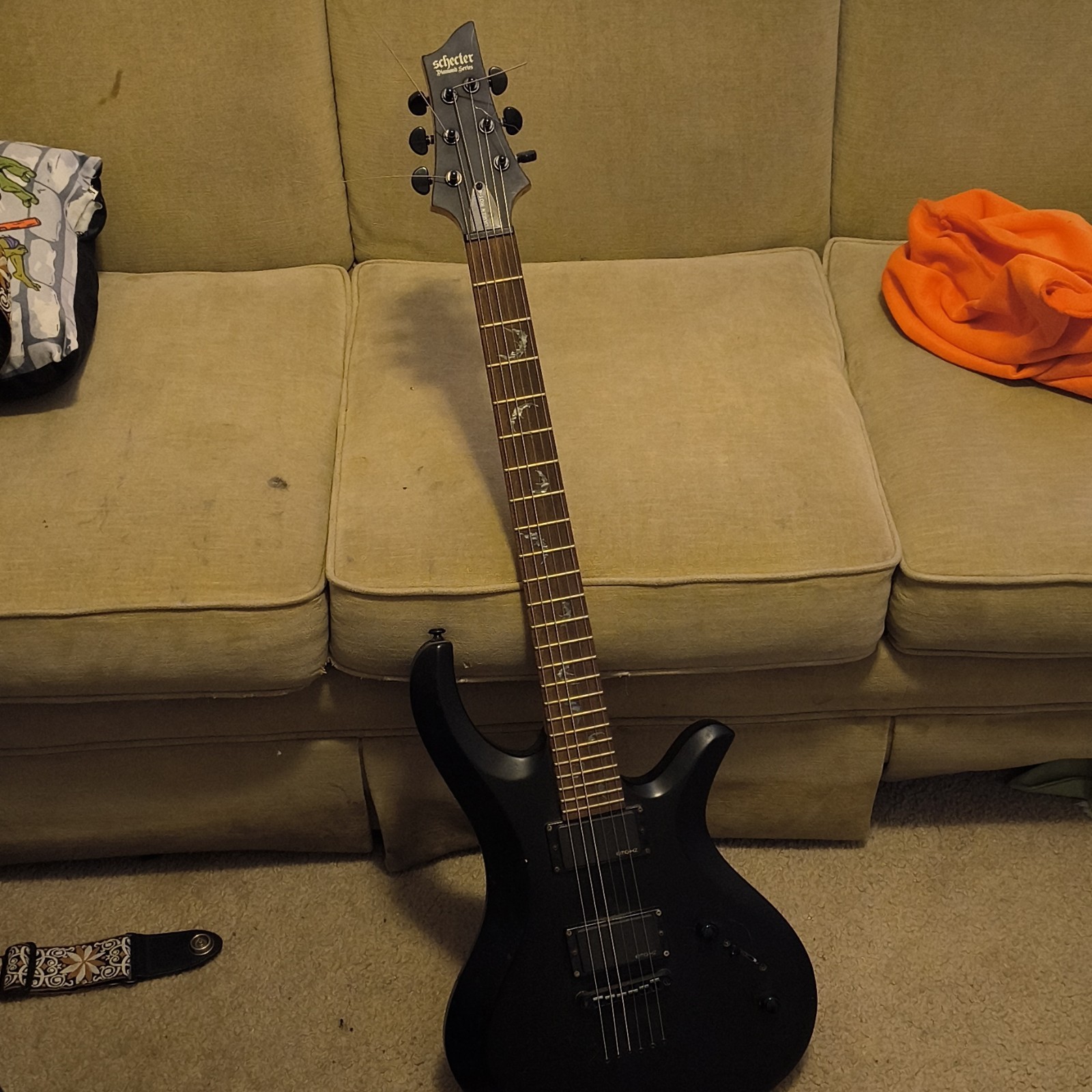 Schecter Diamond Series Damien Riot-6 Black 6-String Solid Body Electric Guitar