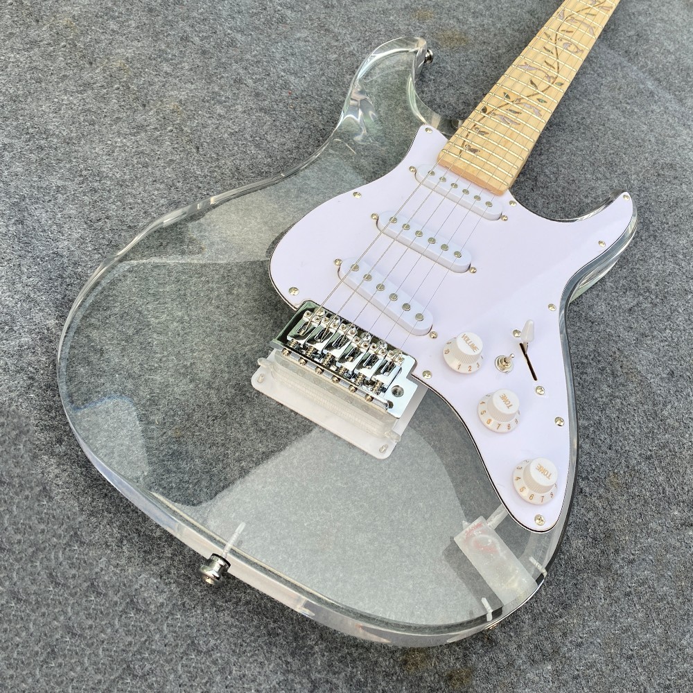 Electric Guitar Acrylic Body Maple Neck 22 Fret SSS Pickup Nice Tone LED Light