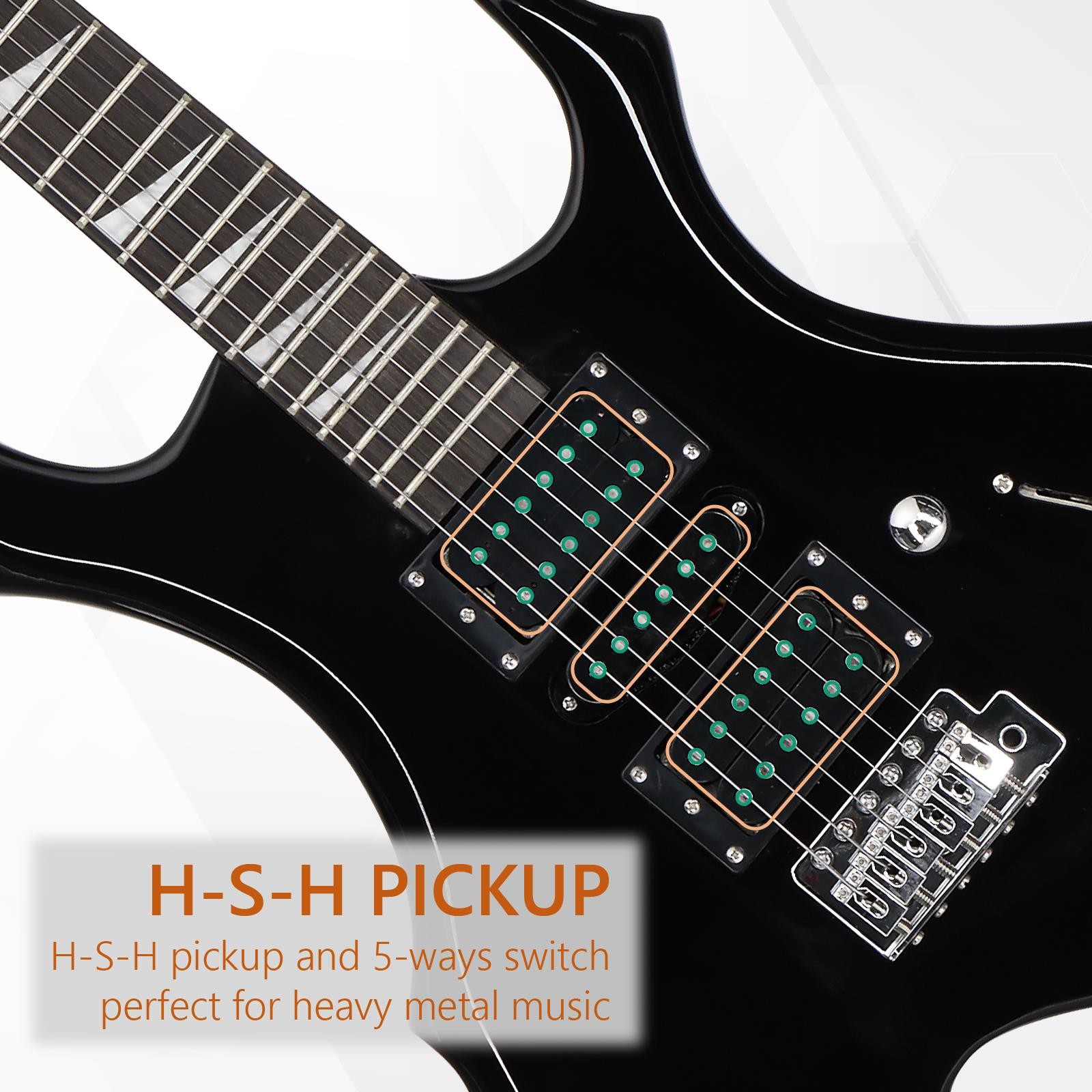 New Electric Guitar Black 6 String Flame Type Beginner Practice Right-Handed