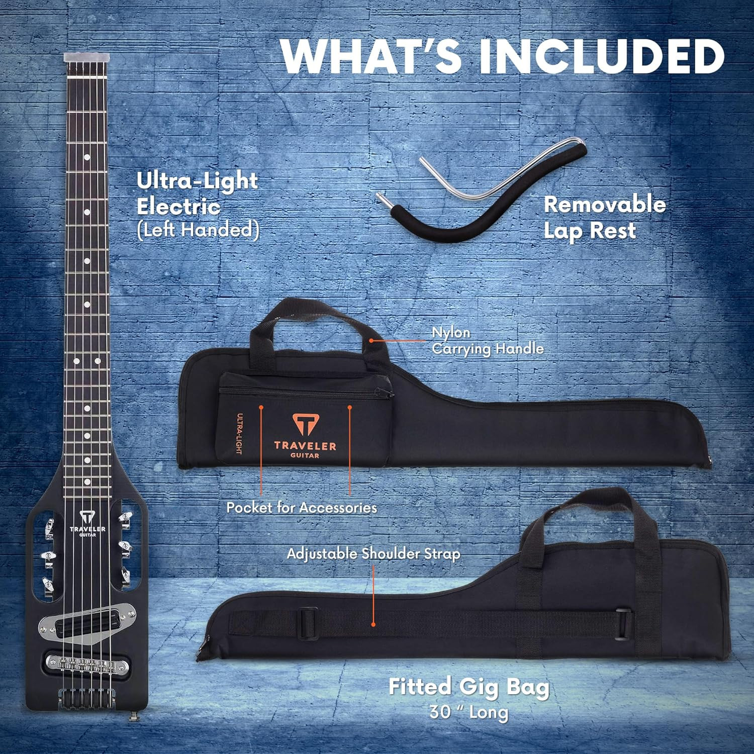 Ultra-Light Electric Guitar Matte Black Left-Handed Portable Electric with Remov