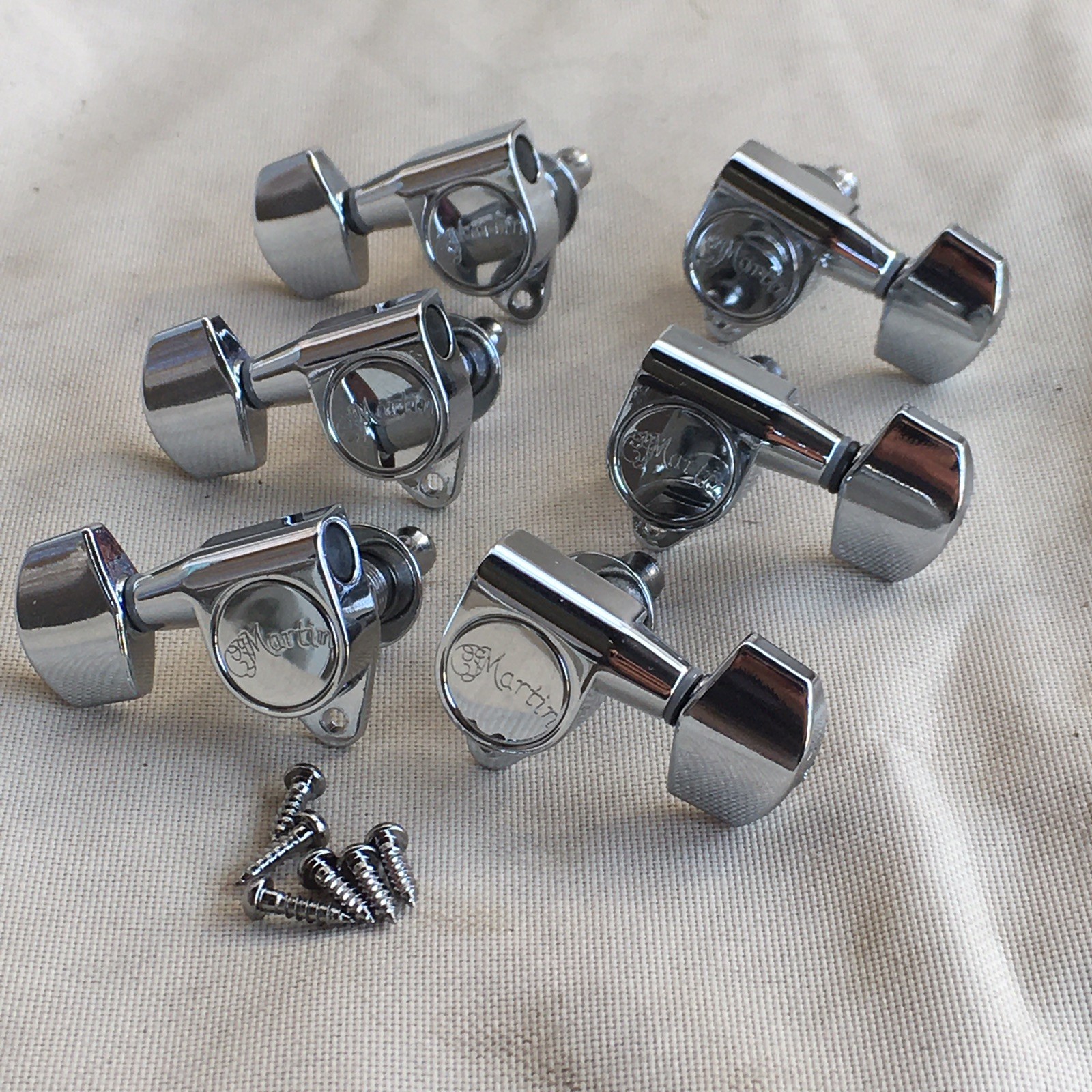 6 Genuine “Martin” Logo Acoustic Guitar Bolt On Chrome Tuners D12 D-15 D16 DR D1