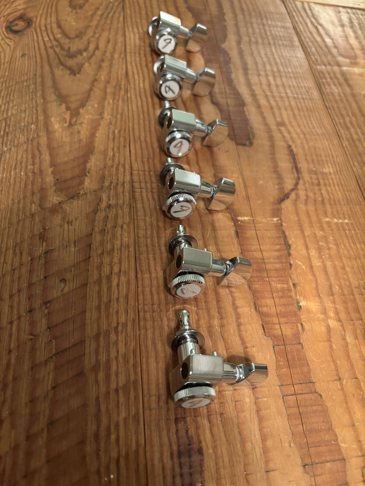Fender Strat/Tele Inline F Logo Brushed Chrome Locking Tuners 1997