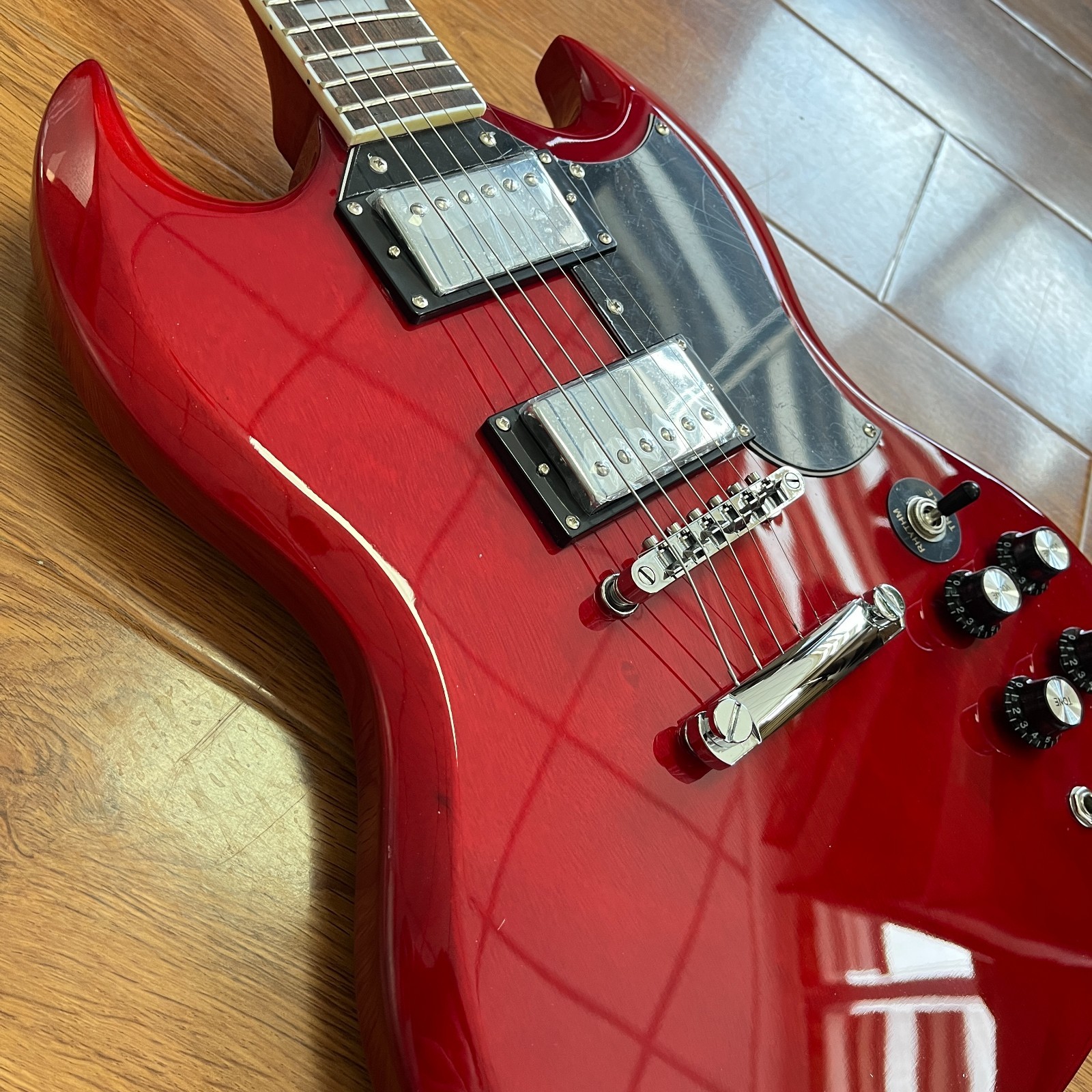 Custom Red SG Style Electric Guitar Rosewood Fingerboard Chrome Part