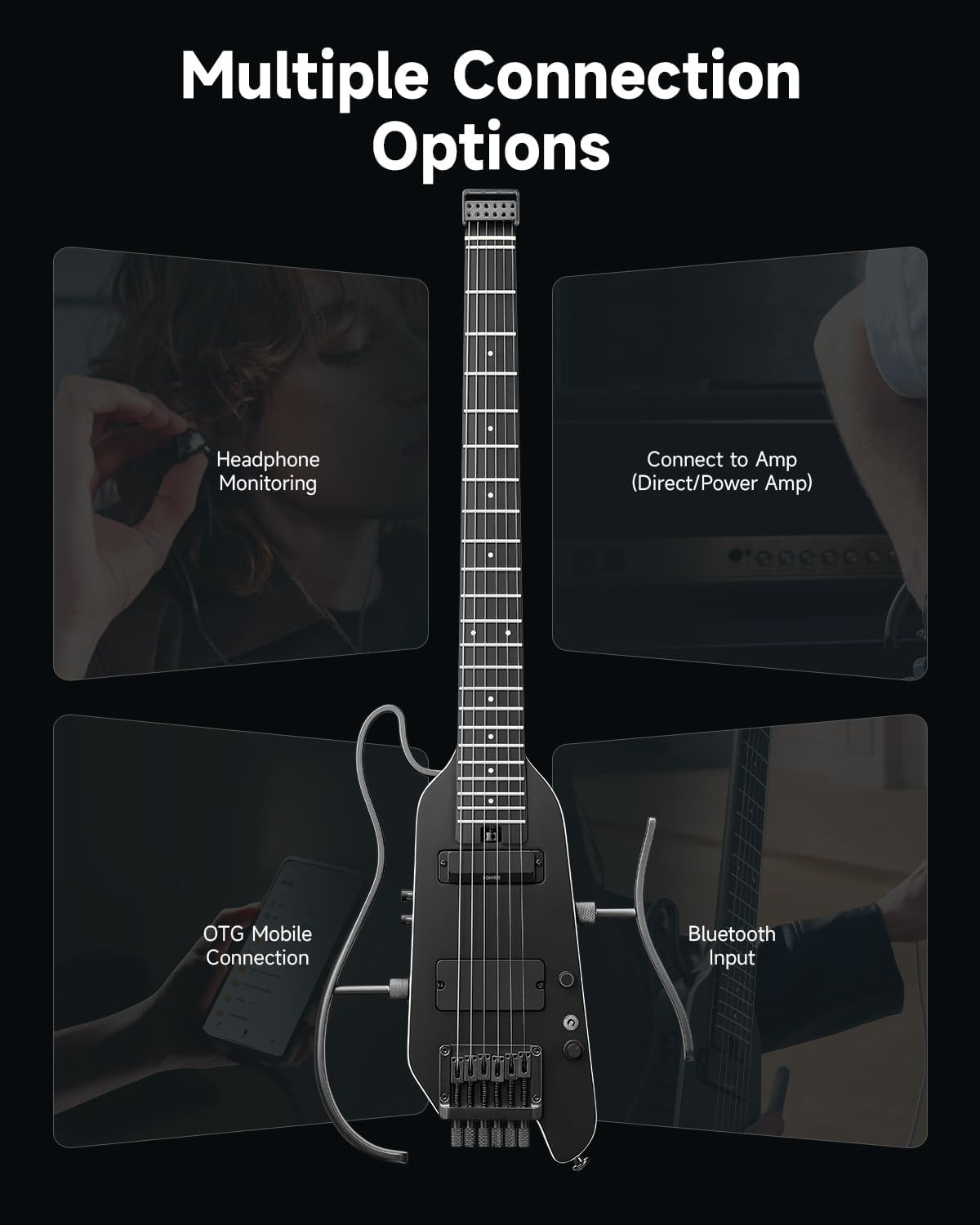 HUSH X PRO Electric Guitar Kit – Smart Travel Guitar with Dozens of Preset Combi