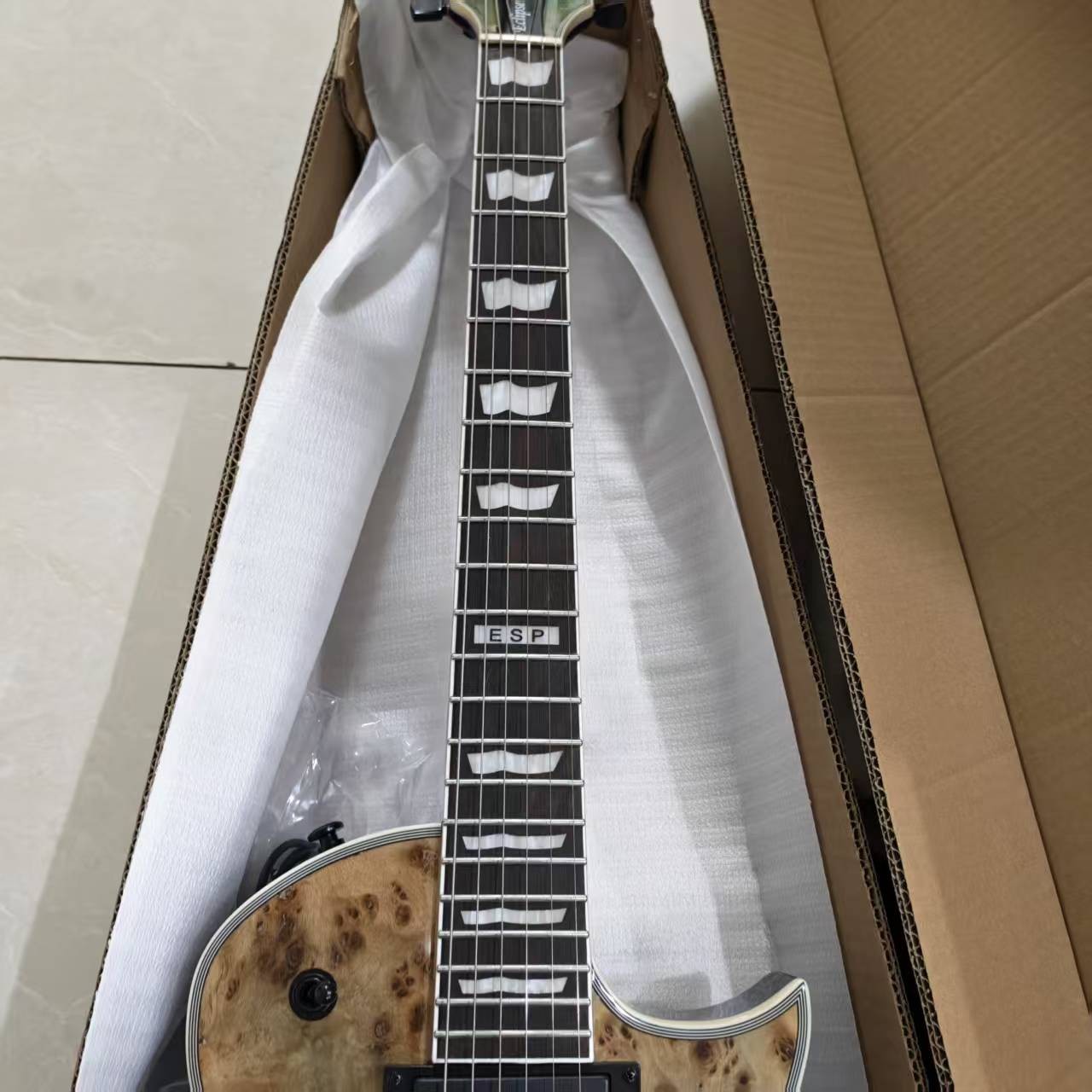 E-II Eclipse Burl Maple Blue Natural Fade Electric Guitar Active Pickups 6String