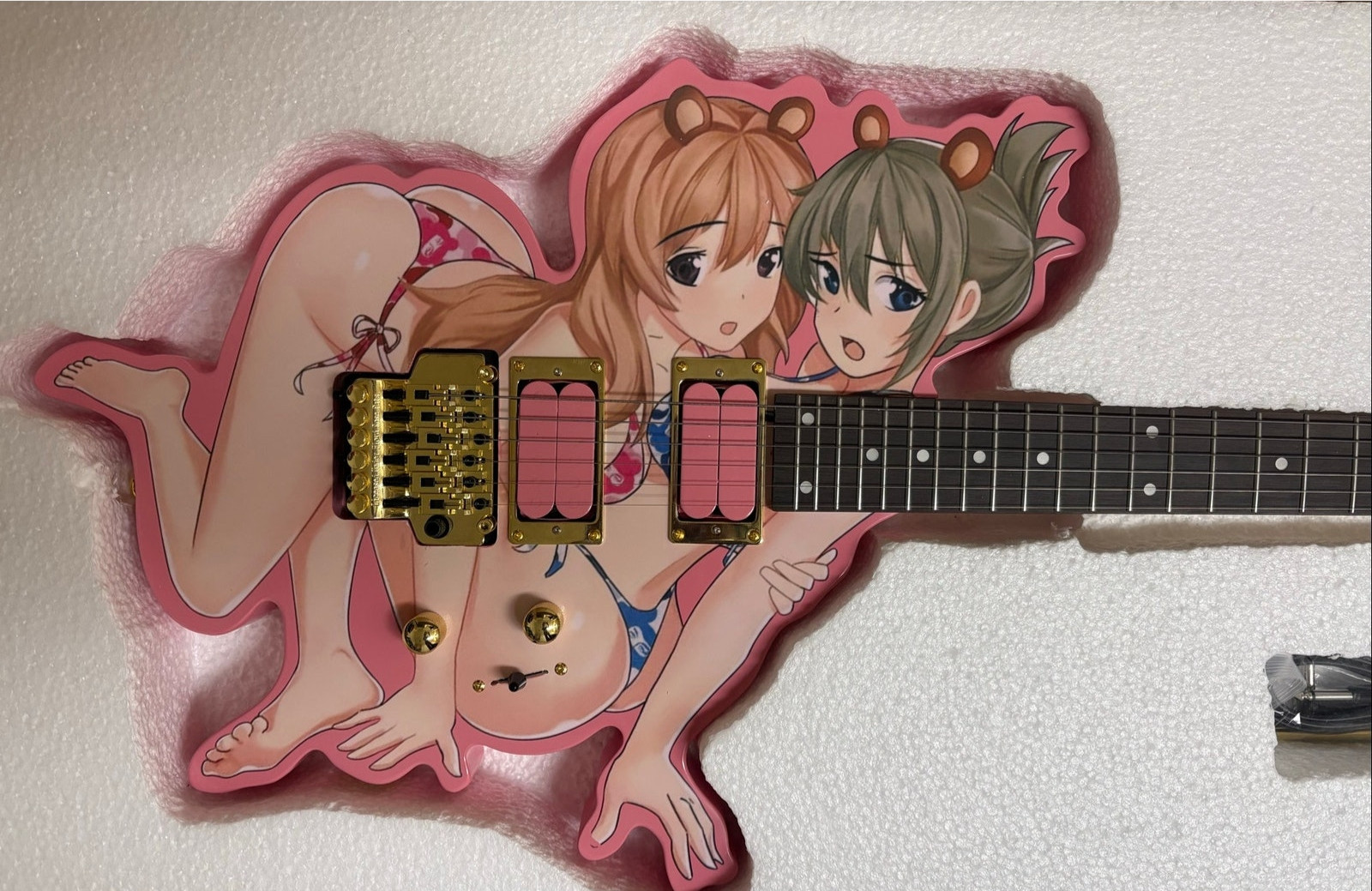 🎀🎸 Custom Pink Anime Girl Electric Guitar – Rare Statement Piece 🎸🎀